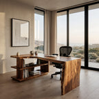 Modern L Shaped Desk With Bookshelf For Home Office