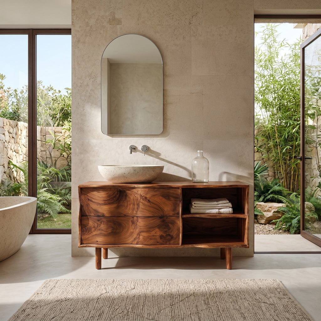 Contemporary Bathroom Vanity Sculpted Waves Front For Bathroom