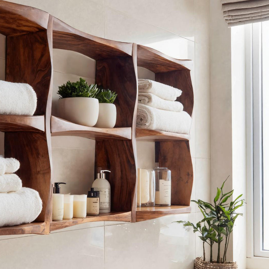 Organic Sculptural Wall Shelf For Modern Bathroom Interior