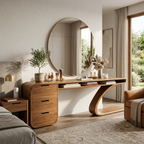 Modern Sculptural Vanity Table With Curved Design For Bedroom