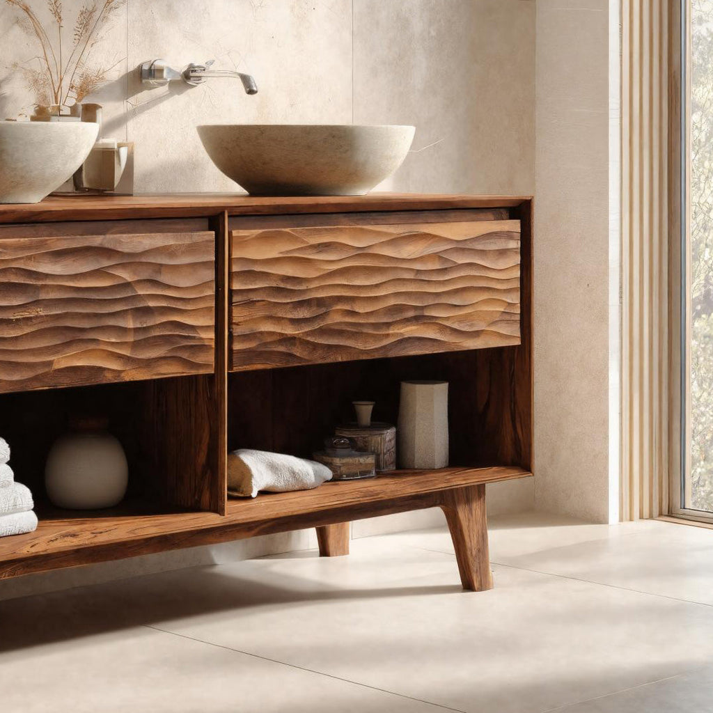 Contemporary Bathroom Vanity Open Shelf Storage For Bathroom