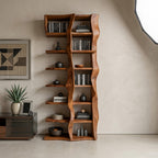Sculptural Bookshelf With Flowing Wave Design For Living Room
