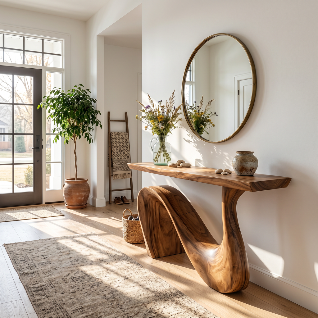 Modern Solid Wood Console Table For Living Room And Entryway Design
