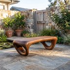 Modern Sculptural Outdoor Bench For Patio Or Garden Decor