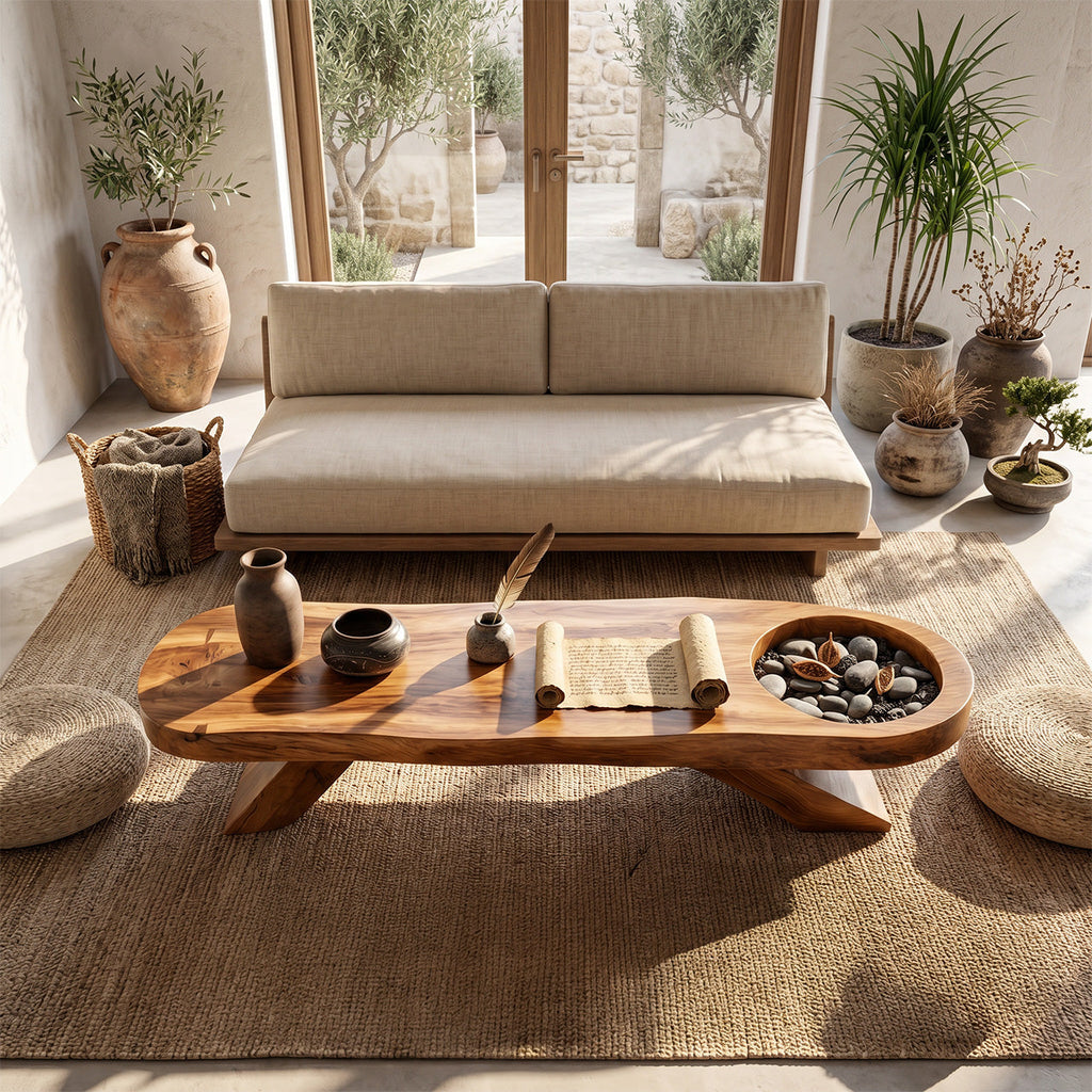 Farmhouse Solid Wood Coffee Table For Living Room And Entryway Design