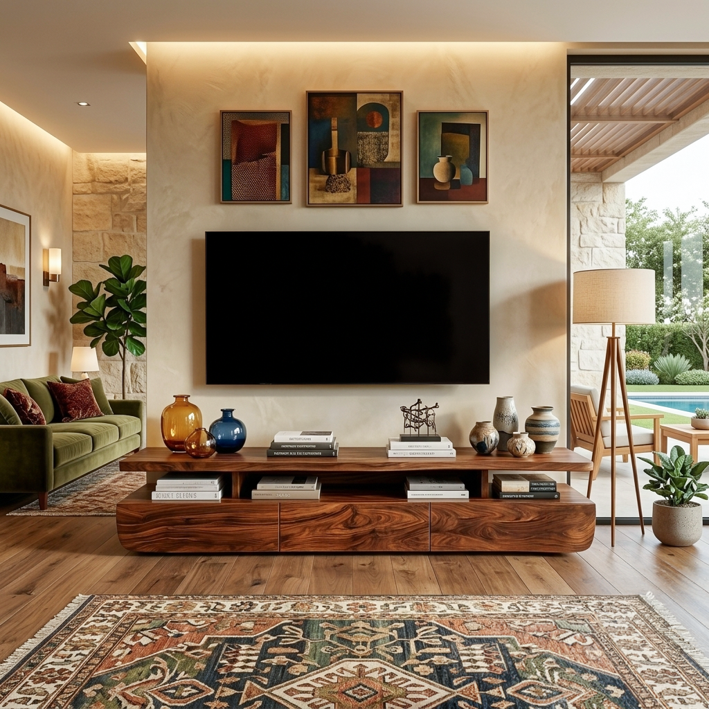 Contemporary TV Cabinet Functional Storage Drawers For Home