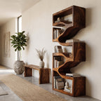 Sculptural Wooden Wall Bookcase For Modern BedRoom