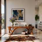 Sculptural Bench With Carved Design For Entryway
