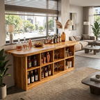 Wooden Bar Table With Storage For Compact Kitchen Or Coffee Bar