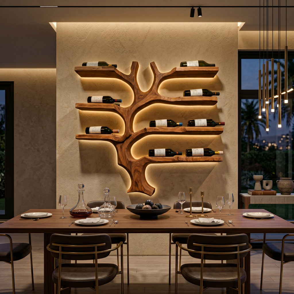 Modern Wall Mounted Branch Wine Bottle Holder For Kitchen