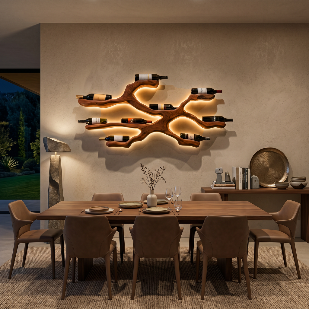 Modern Wine Bottle Holder Wall Display For Kitchen And Dining Area