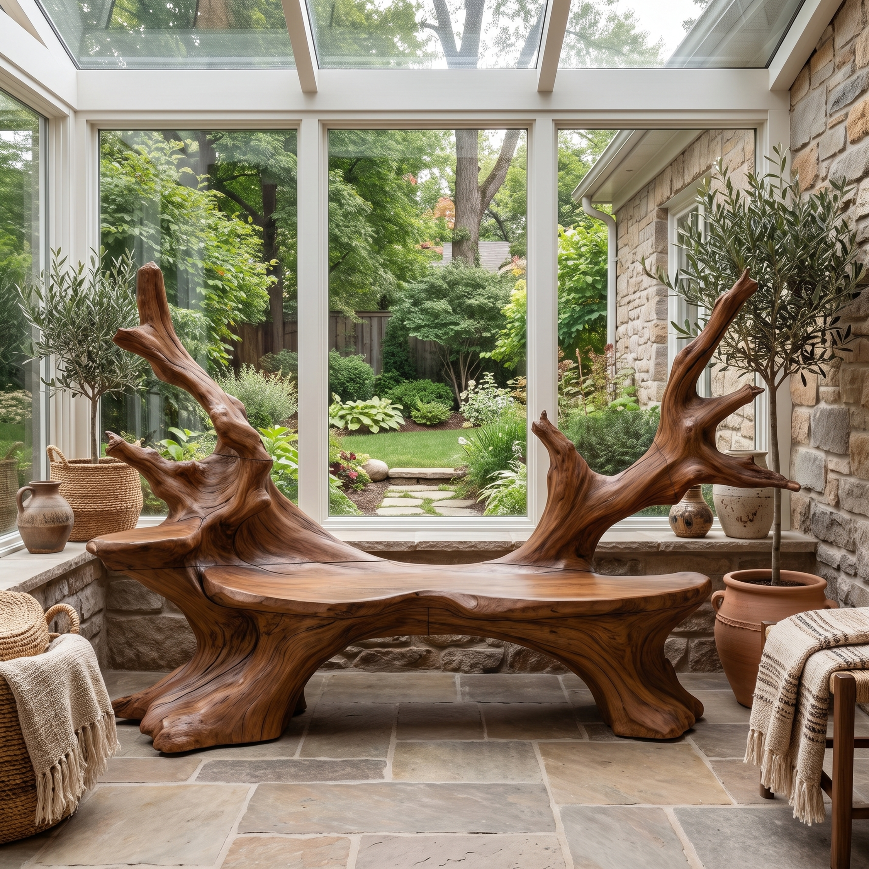 Mid Century Live Edge Bench For Elegant Living Room Accents