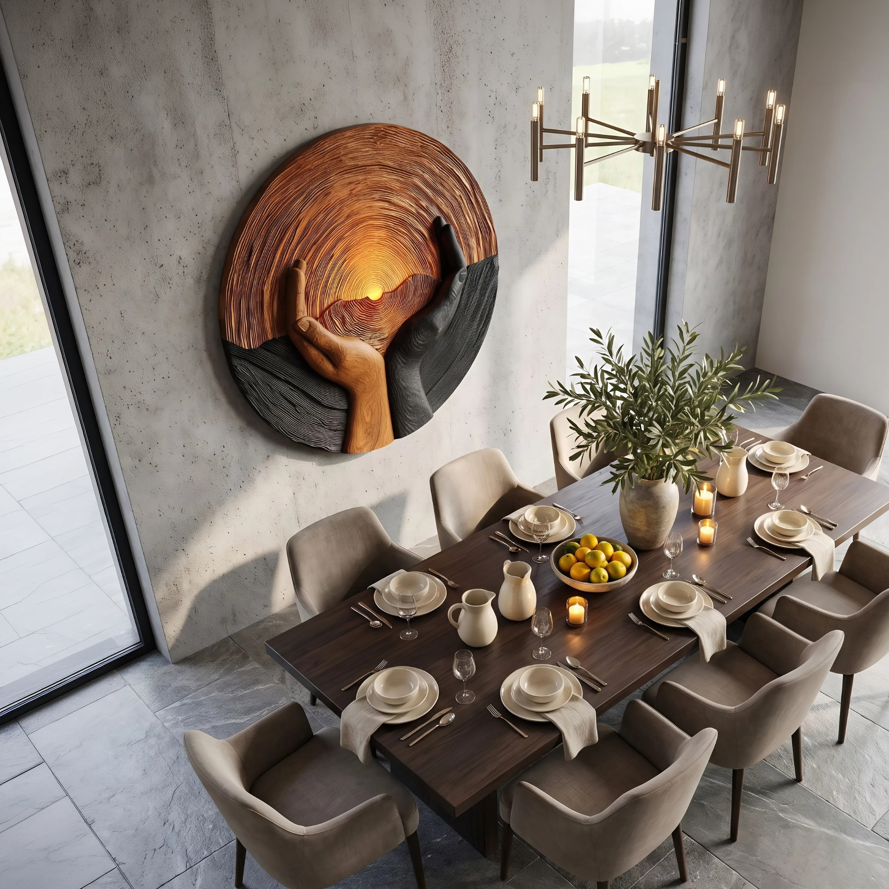 Handcrafted Wooden Wall Art Sculpture For Living Room Furniture