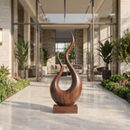 Mid Century Wooden Sculpture For Garden Decorative Panel