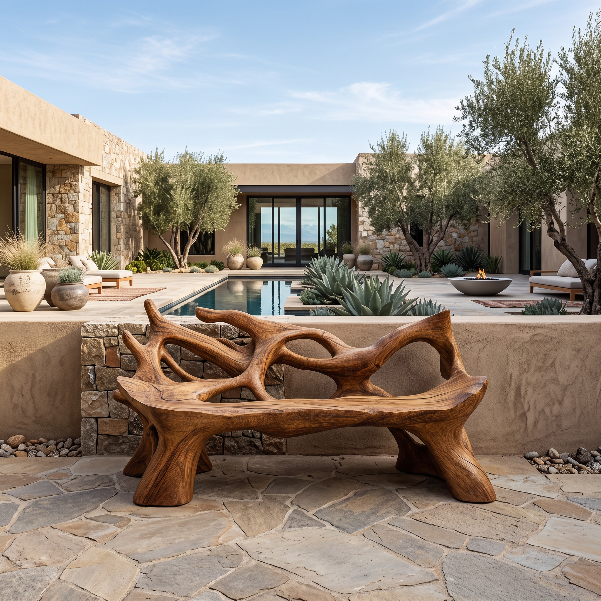 Farmhouse Wooden Bench For Weather Resistant Patio Decor