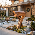 Modern Solid Wood Sculpture Mailbox For Patio Garden Yard Decor
