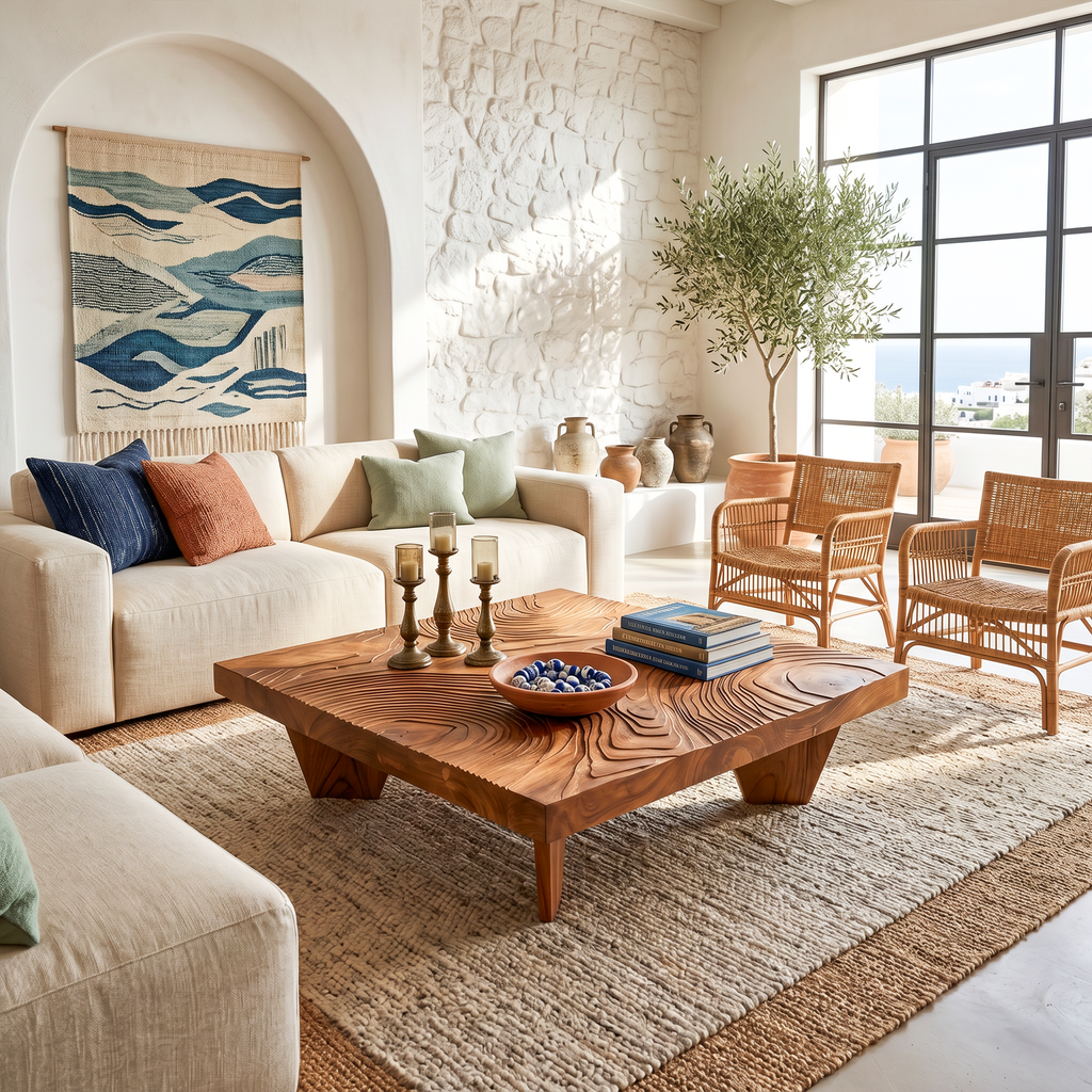 Handcrafted Live Edge Solid Wood Coffee Table For Living Room