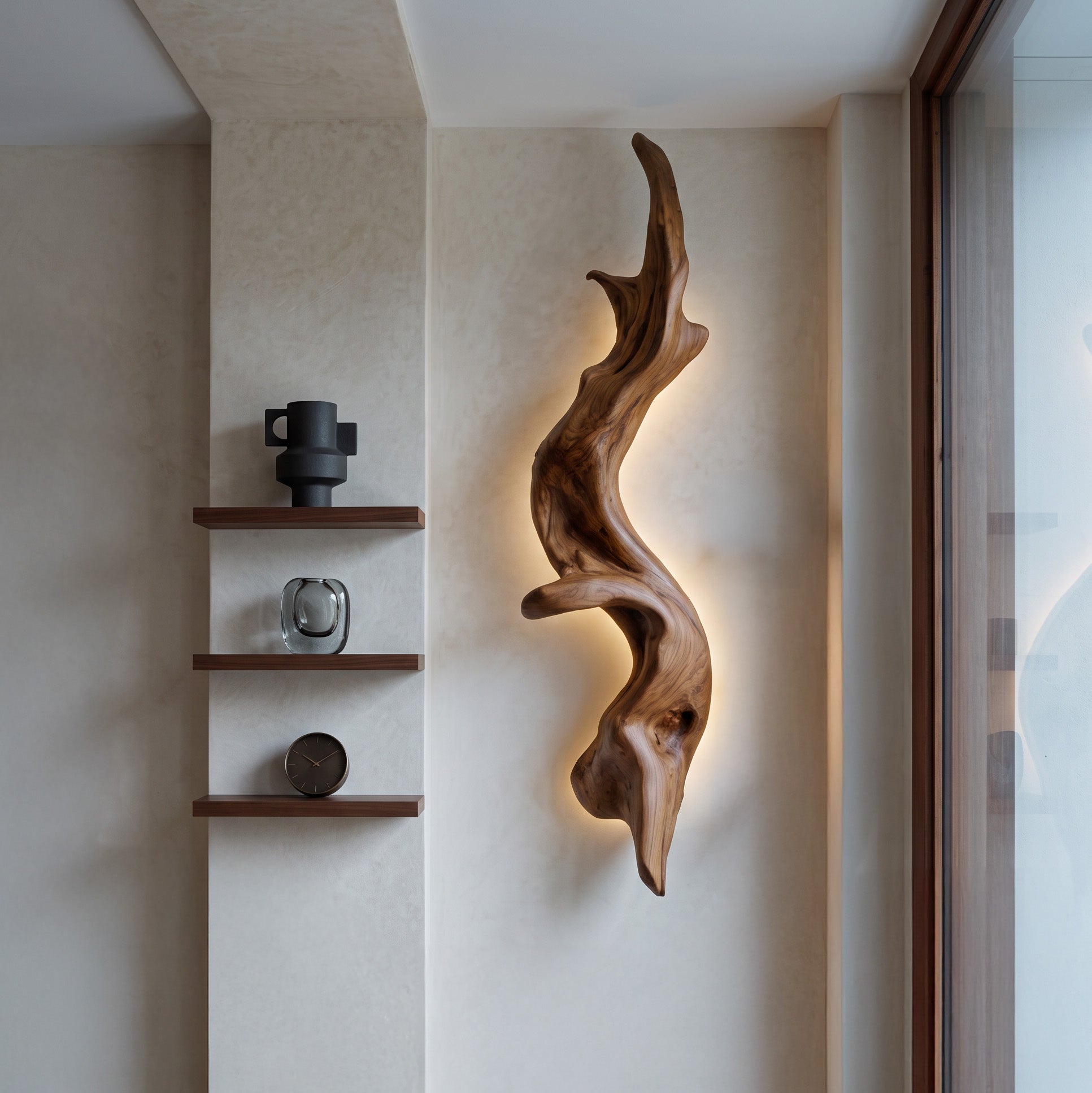 Rustic Organic Wall Lamp Sculpture For Living Room
