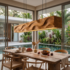 Modern Pendant Light With Carved Wave For Dining Area