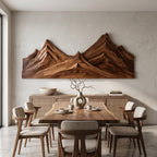 Rustic Mountain Wall Art Triptych Carving For Bedroom And Living Room