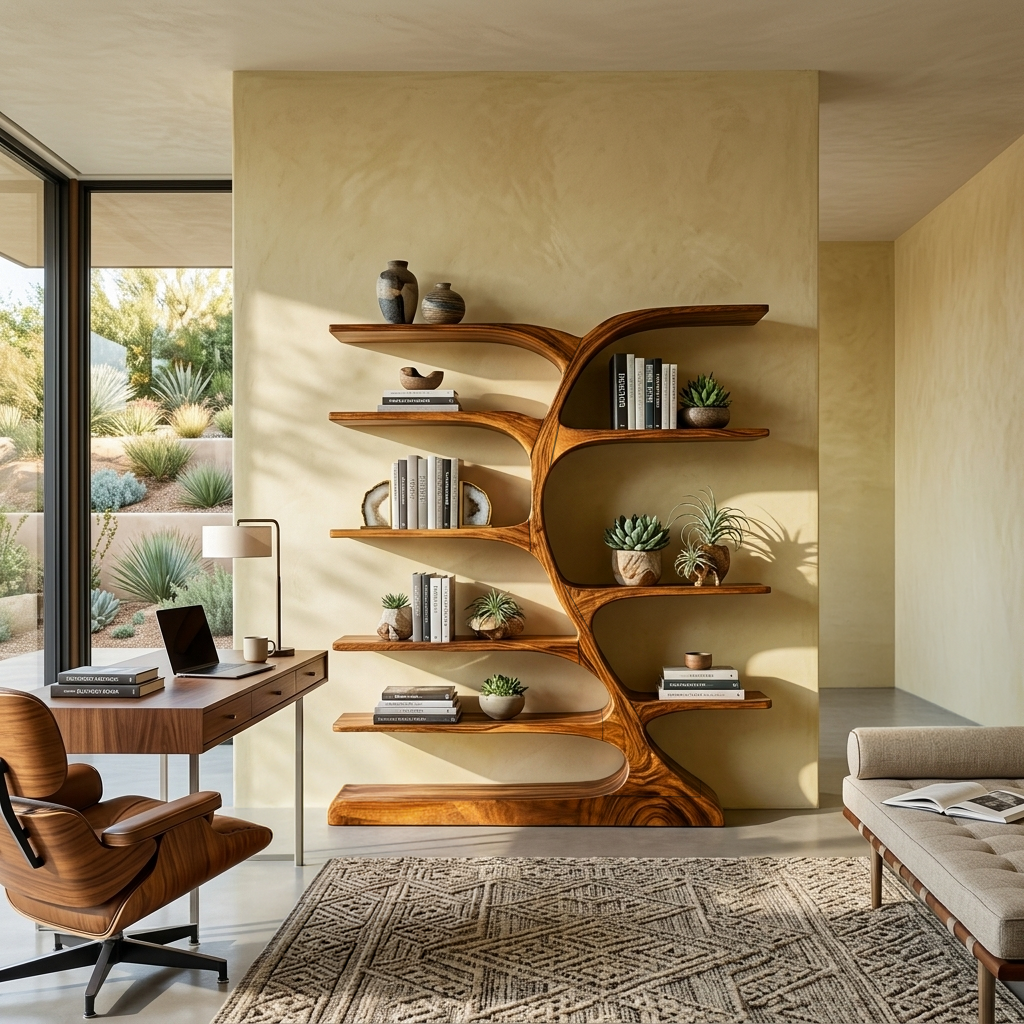Organic Curved Bookshelf For Open Space