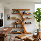 Modern Bookshelf Flowing Curved Design For Living Decor