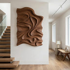 Organic Flowing Carved Wood Art Panel For Living Room