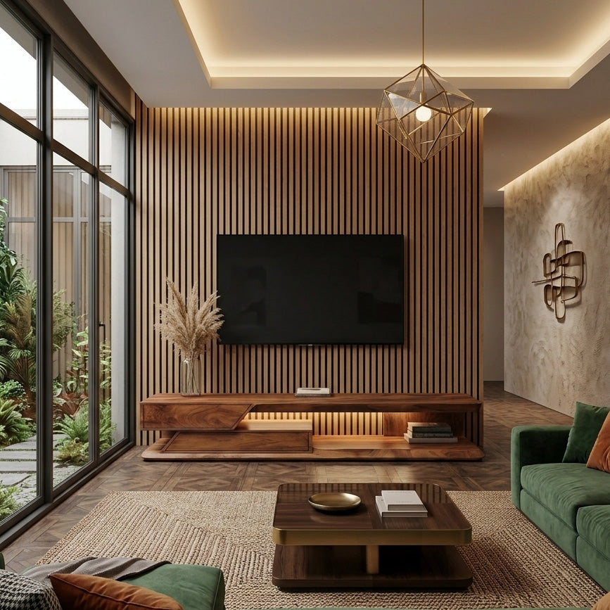 Modern TV Stand With Storage Shelves For Living Room