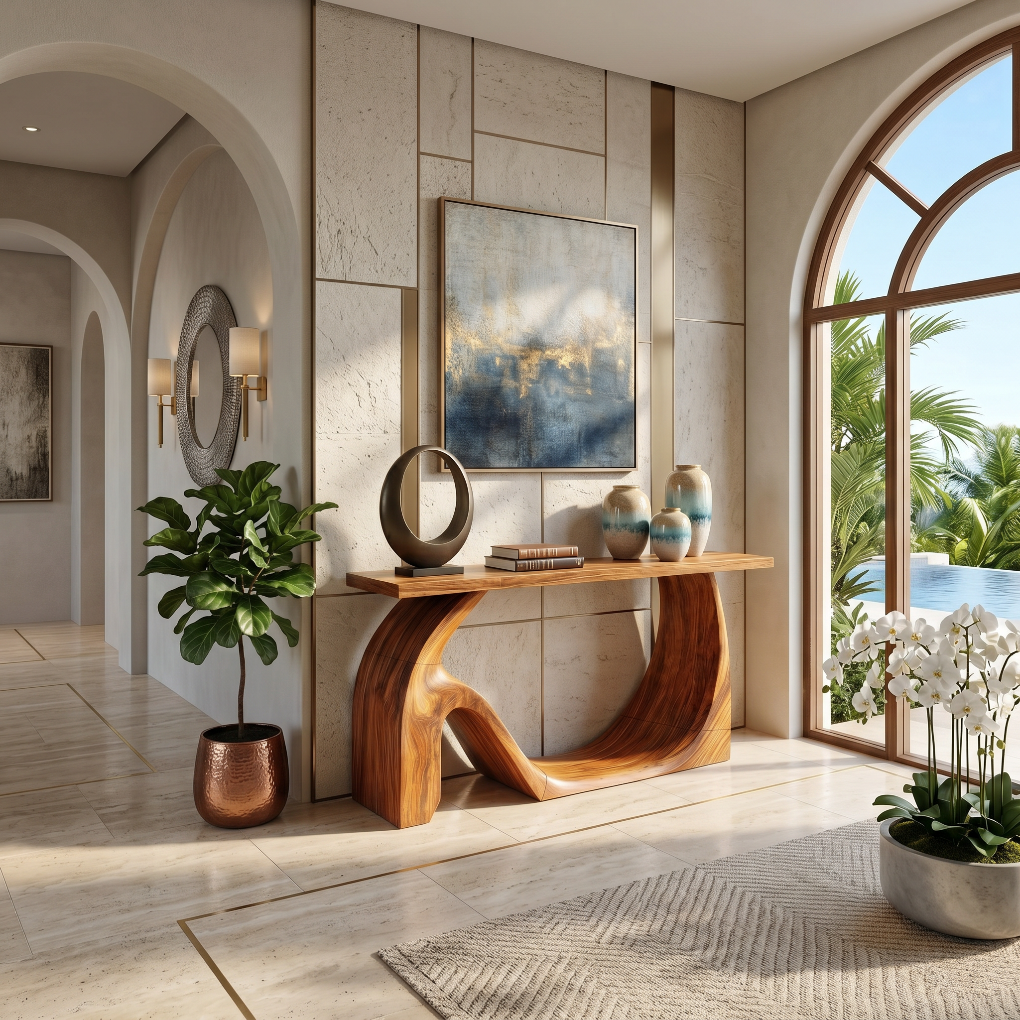 Modern Live Edge Console Table Artistic Solid Wood For Entryway Decor