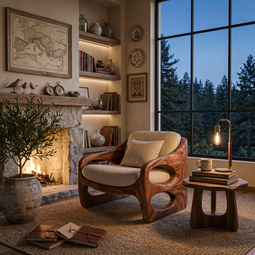 Contemporary Accent Chair With Rounded Frame For Living Room
