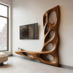 Modern Sculptural TV Wall Console For Living Room Decor