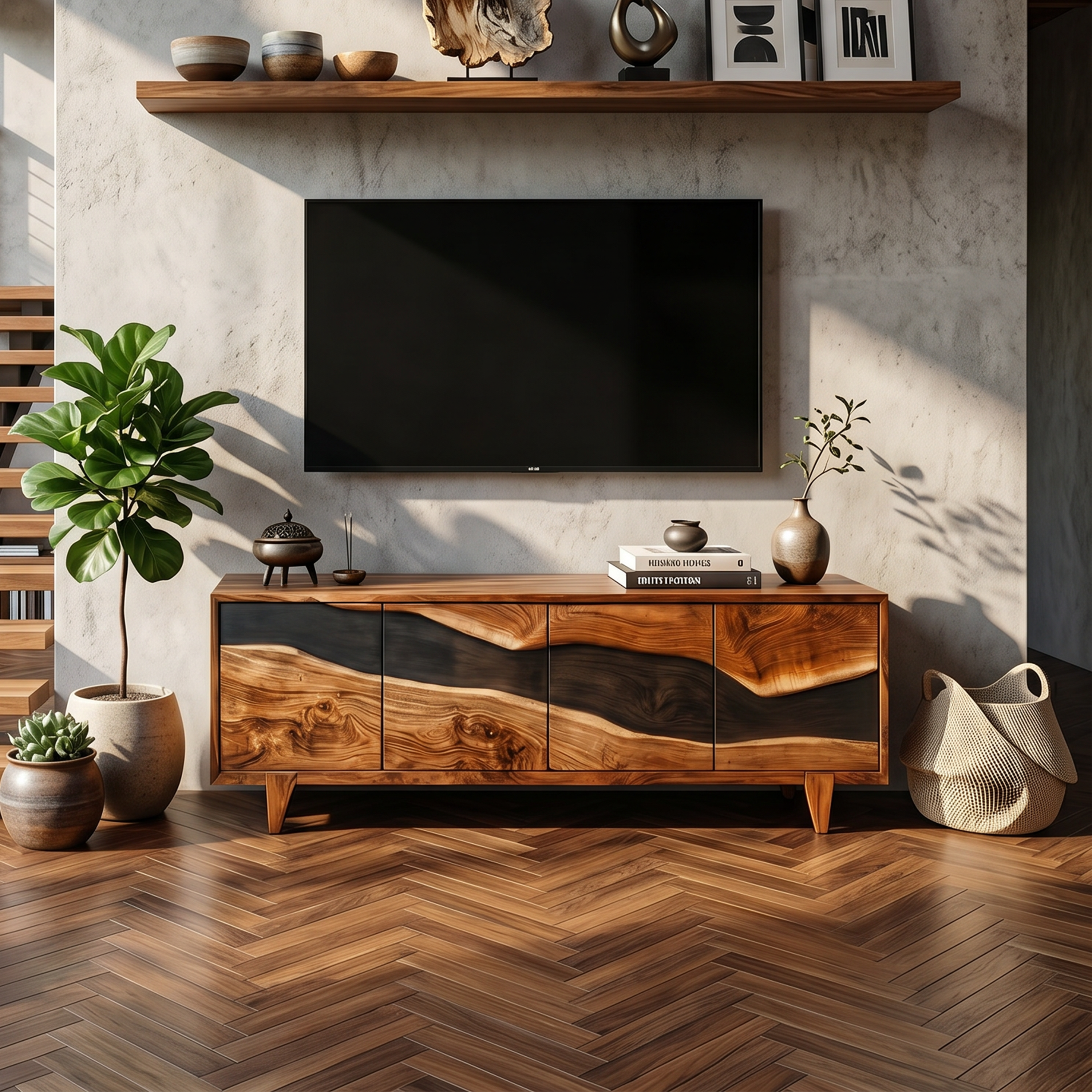 Farmhouse Solid Wood Media Console For Home Decor