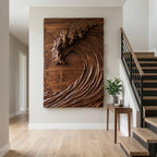 Hand Carved Wave Wall Art For Modern Living Room Decor