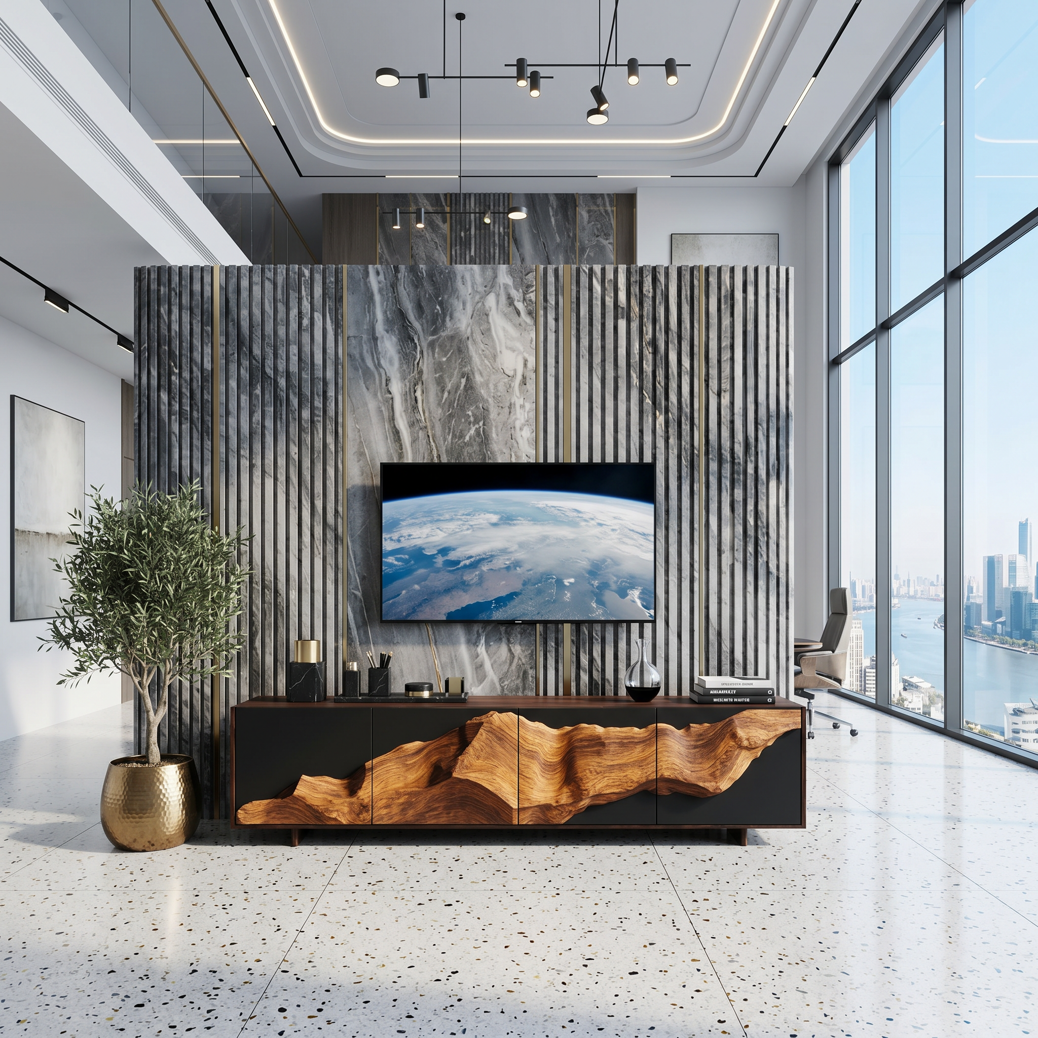 Farmhouse TV Console Table For Entryway Decor