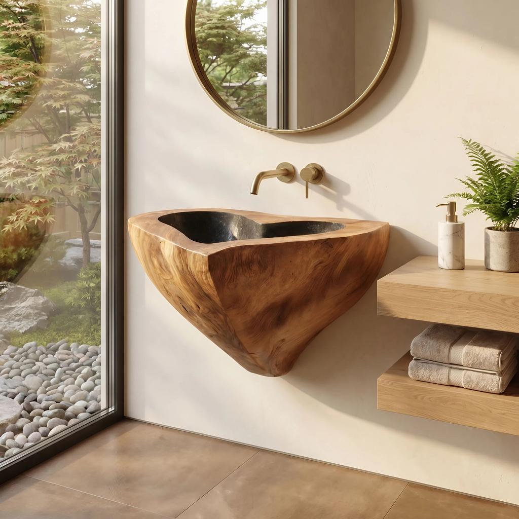 Mid Century Solid Wood Vanity Sink For Modern Bathroom Furniture Decor