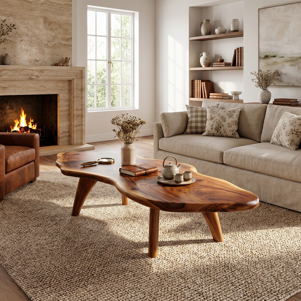 Mid Century Modern Live Edge Coffee Table For Living Room Look