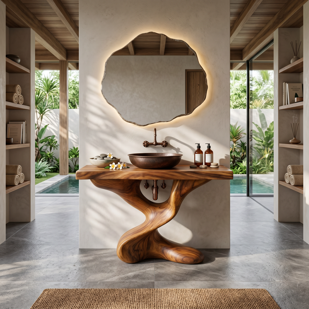 Farmhouse Solid Wood Vanity For Natural Bathroom