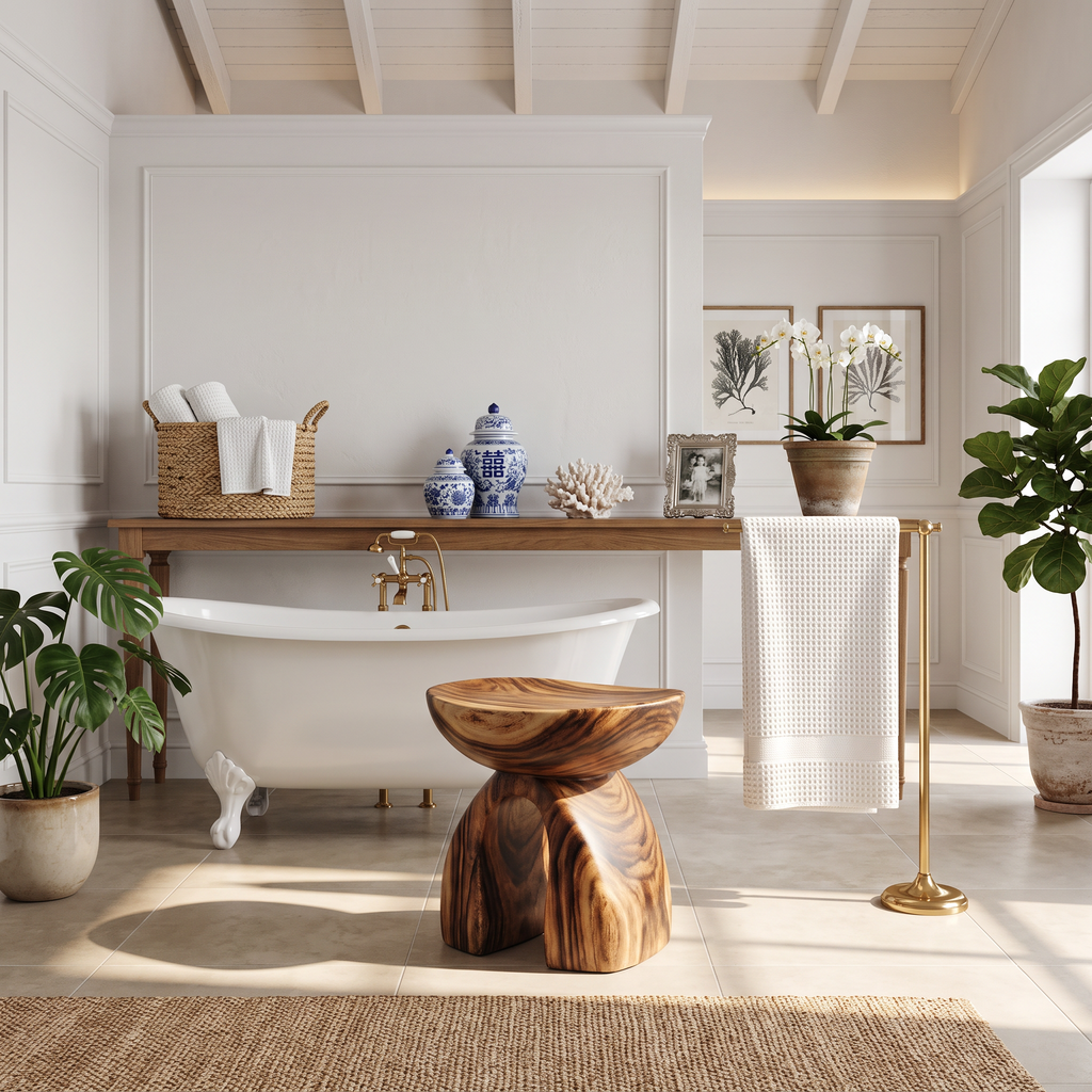 Rustic Shower Bench For Bathroom Seating And Decor
