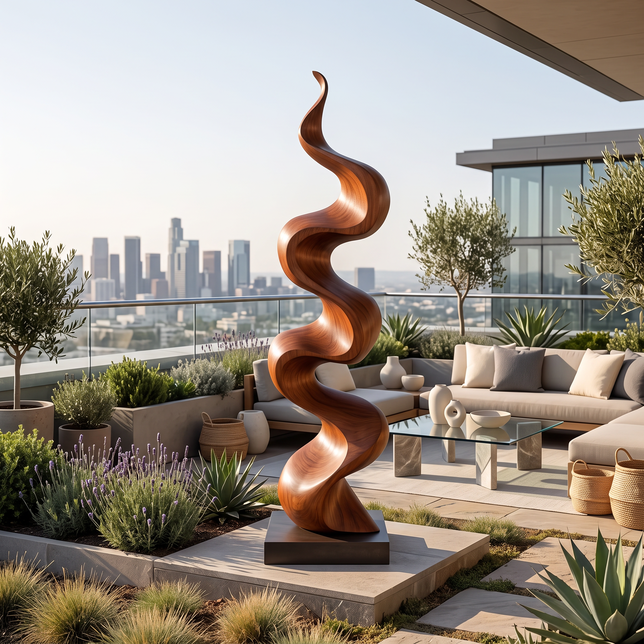 Rustic Large Wooden Sculpture For Garden