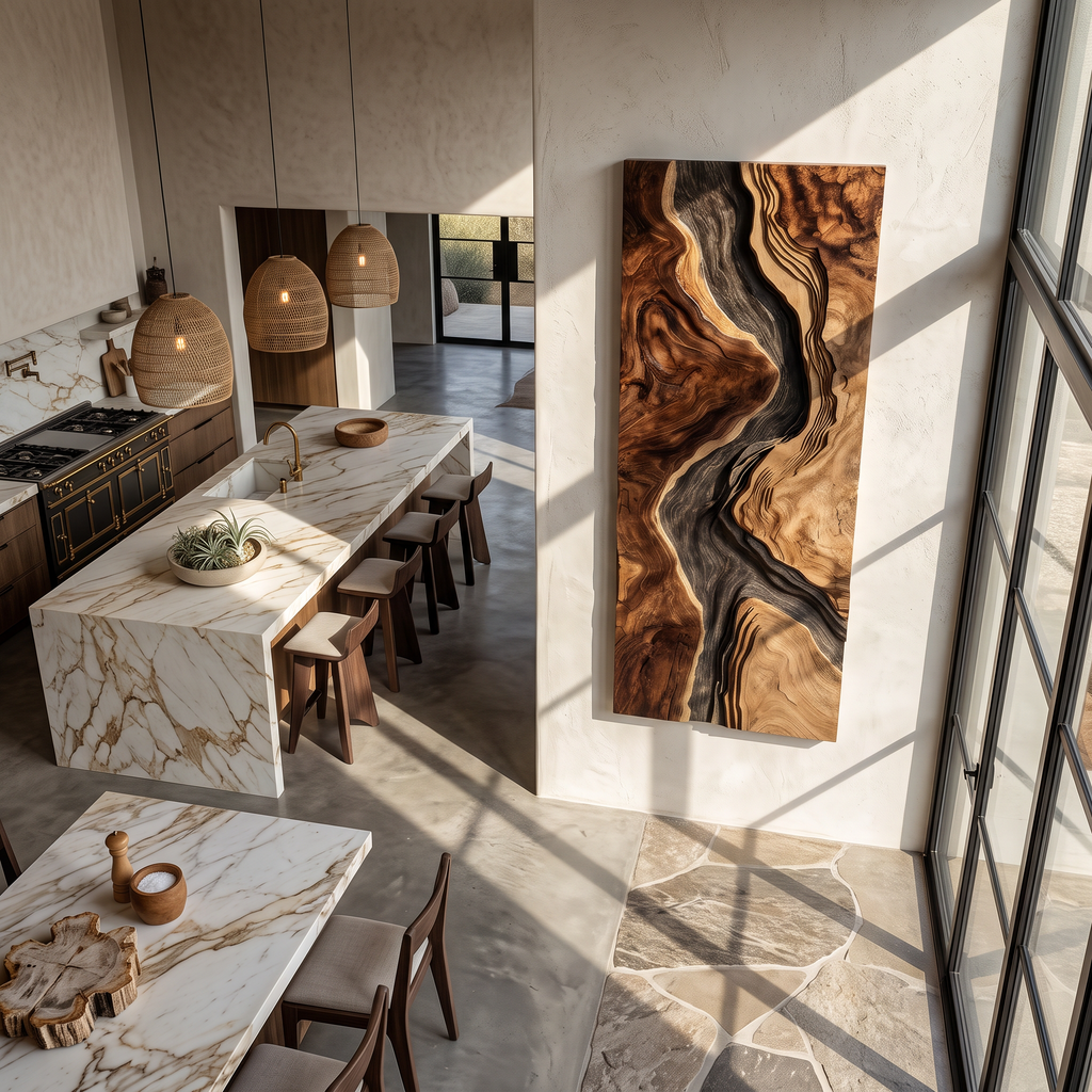 Handcrafted Wooden Wall Sculpture For Entryway Design