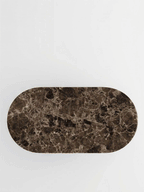 Emperador Marble Oval Dining Table with Double D-Shaped Legs | Luxury Natural Stone Dining Furniture