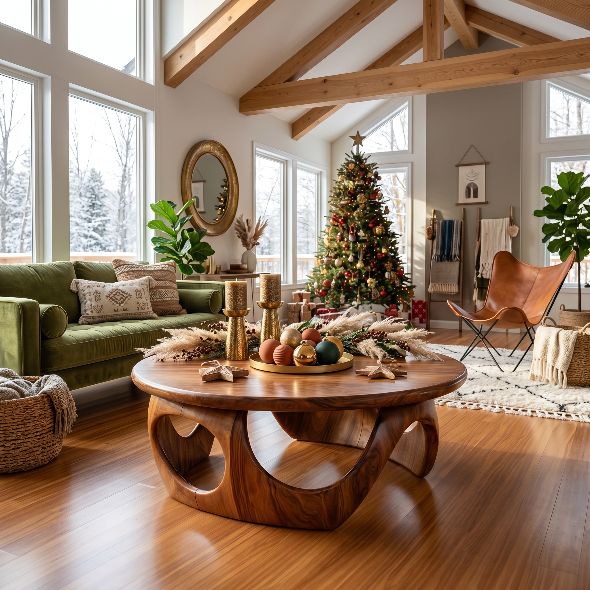 Handcrafted Wooden Coffee Table For Living Room Christmas Style