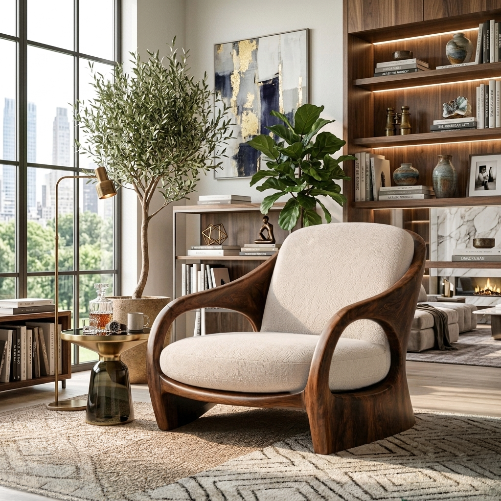 Modern Sculptural Lounge Chair For Living Room Or Reading Corner