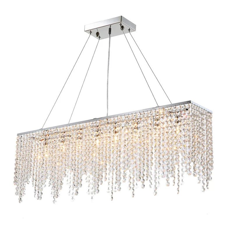 Detail of crystal tassel strands on the Adena chandelier
