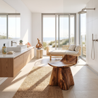 Farmhouse Shower Stool For Rustic Bathroom Interiors