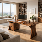Rustic Live Edge Wooden Desk With Drawers For Home Office Or Study