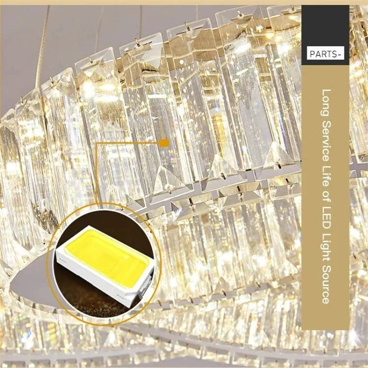 6 Tier Crystal Ring Chandelier for High Ceiling - ChromeWarm white 3000Kcasivra