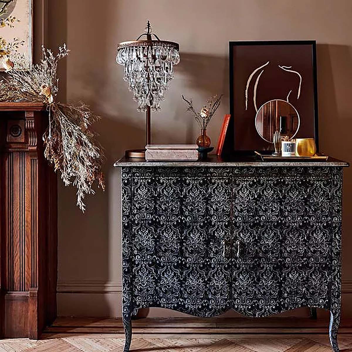 Lucia Hand-Painted Vintage Storage Cabinet