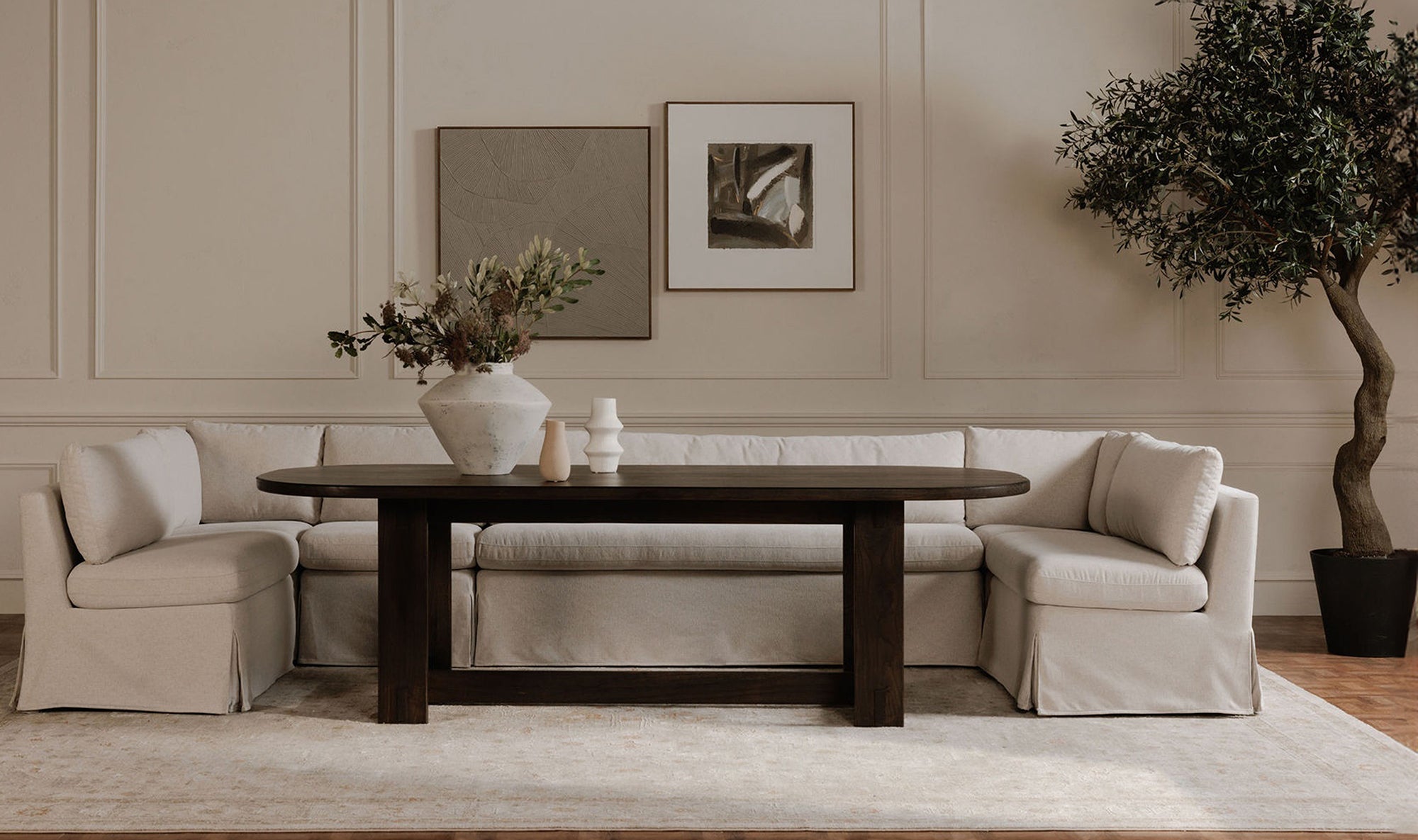 Fabio Slipcover Dining Bench