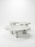 Luxury Green Forest Marble Nesting Coffee Table Set with Three Organic Sculptural Pieces